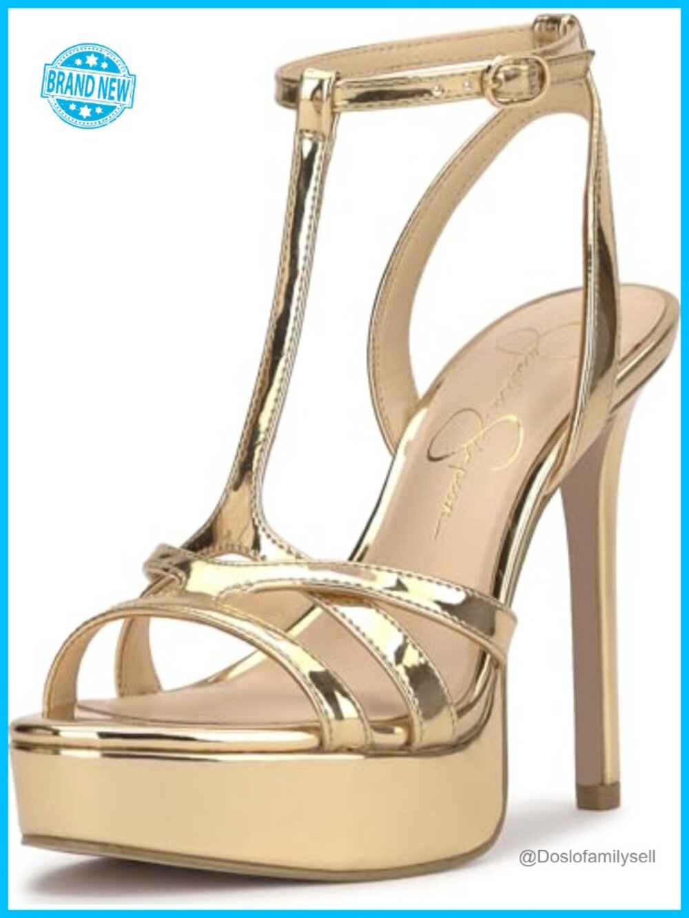 Faux Leather T-Strap Platform Stiletto Sandal Ankle Strap Open Toe